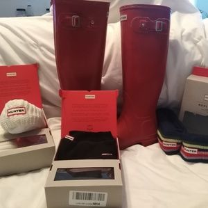 Hunter boots with boot socks